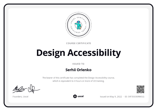 Design Accessibility certificate