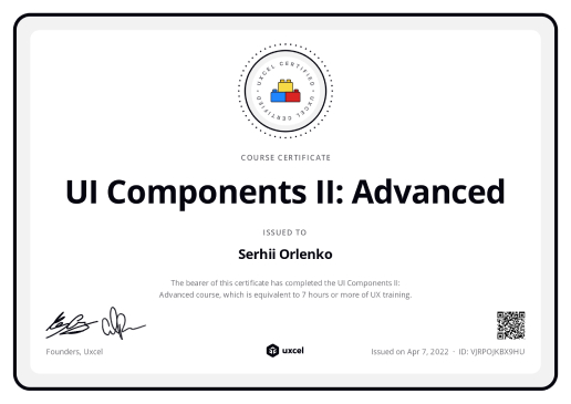 UI Components certificate