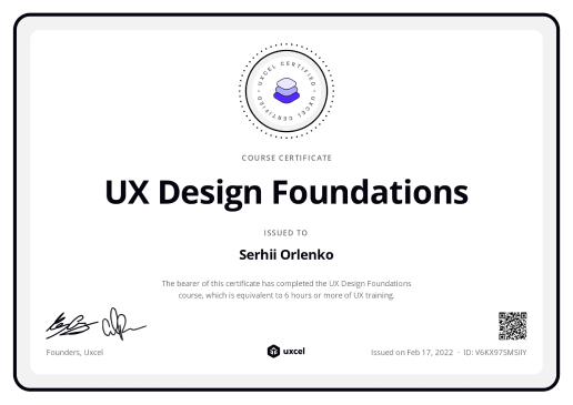 Ux Design Foundation certificate