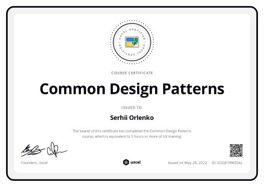Common Design Patterns certificate