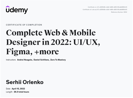 Web Mobile Design Certificate