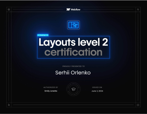 Layout Level 2 Webflow certificate